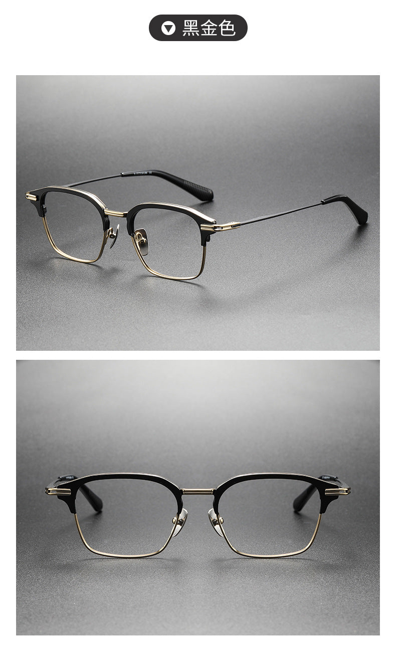 Square-frame business glasses made of pure titanium