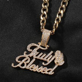 Truly Blessed Praying Hands Pendant Letter Necklace