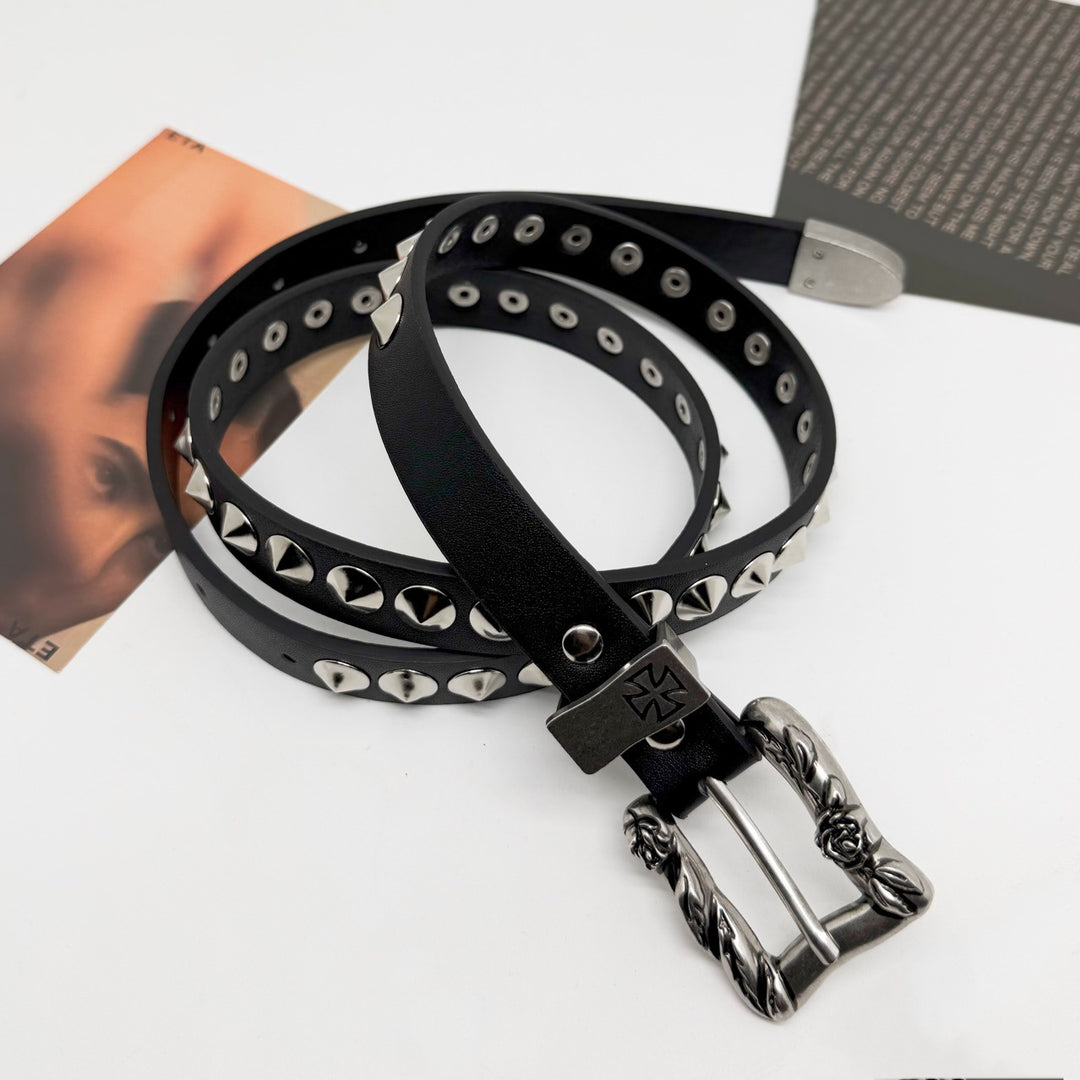 Y2K EDR Brooding Rich Kid Studded Cross Waist Belt