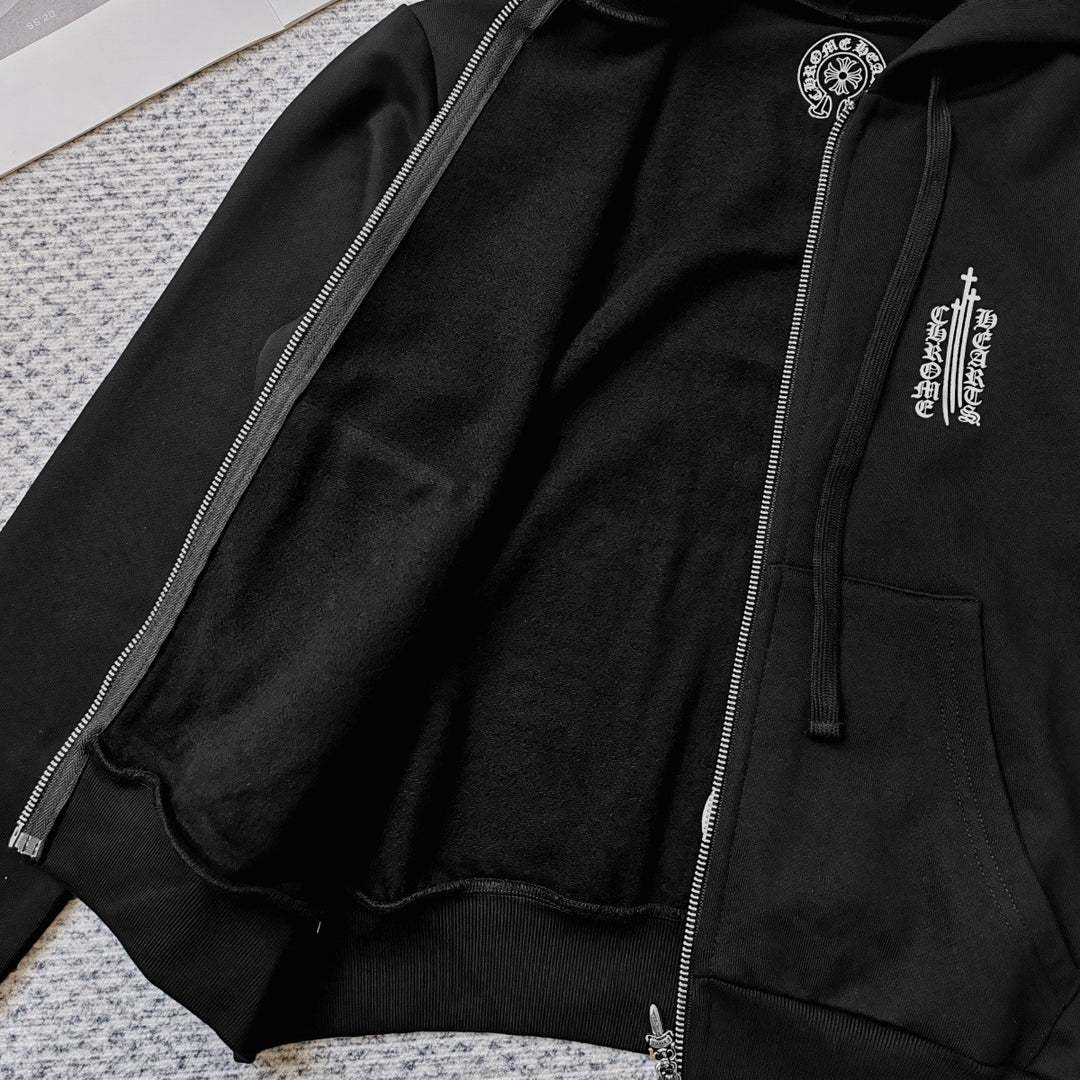 Chrome Hearts Sanskrit Sword Printed Zippered Hoodie