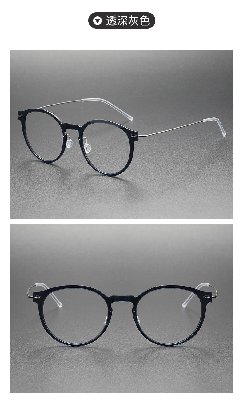 Screwless nylon frame, titanium temples oval eyeglasses
