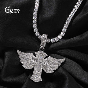 Angel Wings Cross Diamond Pendant