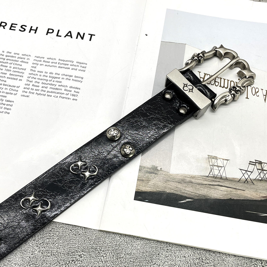 Chrome Hearts Studded Buckle Metal Hip Hop Belt