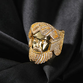 Hip-hop exaggerated portrait inlaid zircon ring