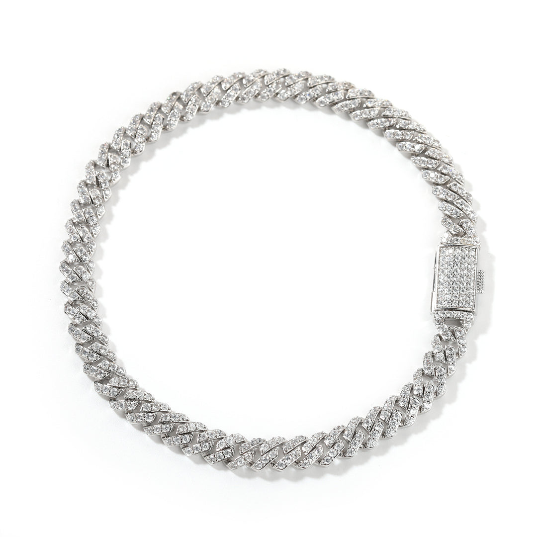 6mm Rhombus-Link Cuban Bracelet with Diamond Accents