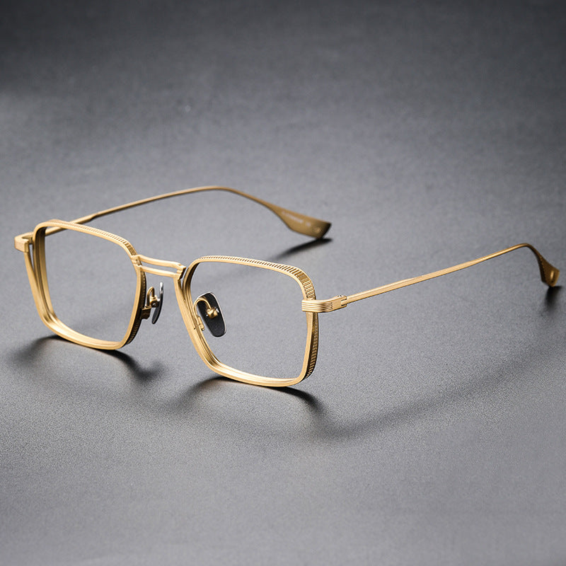 Matte Black Titanium Square Eyeglasses Frame