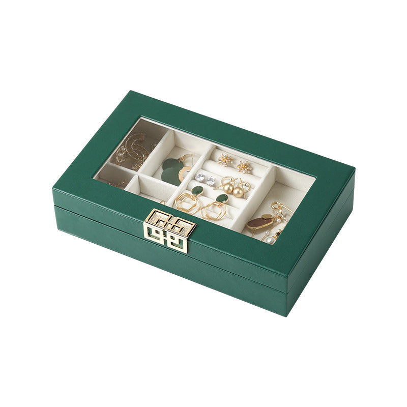 Rectangular PU leather window jewelry box