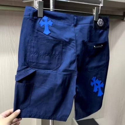 Chrome Hearts cross-patterned silver-plated buckle cargo shorts