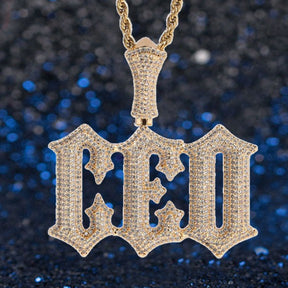 Diamond Burr Uppercase Custom Letter Pendant Necklace