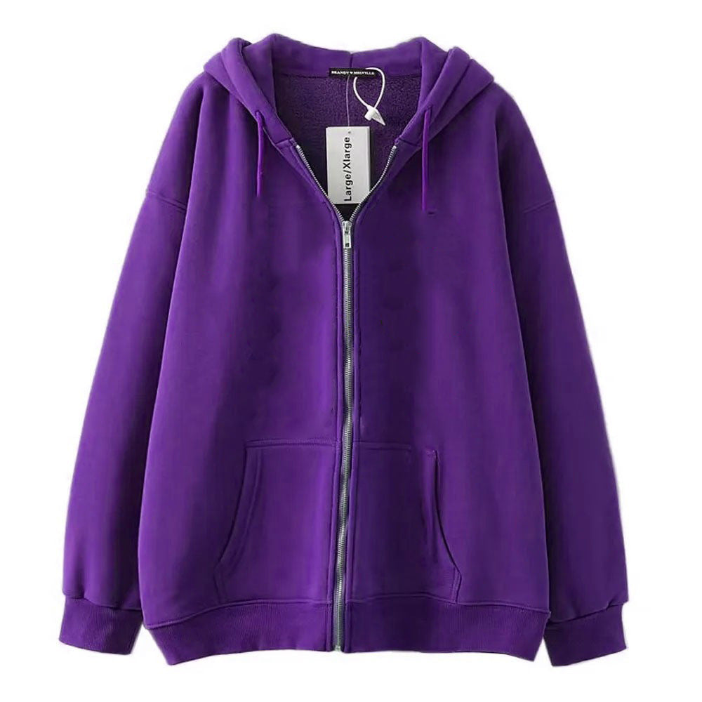 Solid color pocket hooded sweatshirt