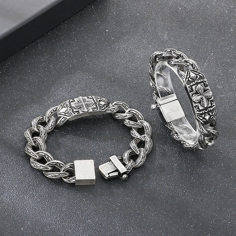 Titanium Steel Bracelet with Cross Pattern