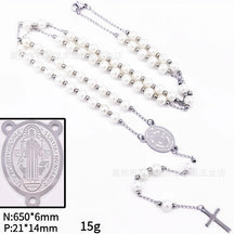 rosary necklace 6mm cross necklace