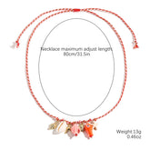 starfish shell necklace colorful rope braided ceramic necklace