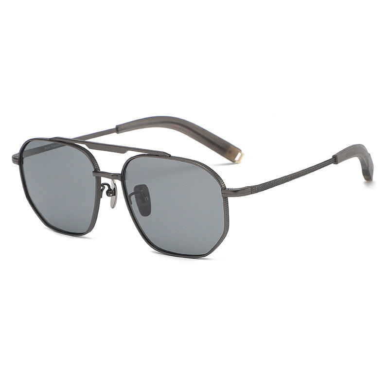 Oversized square pure titanium polarized sunglasses