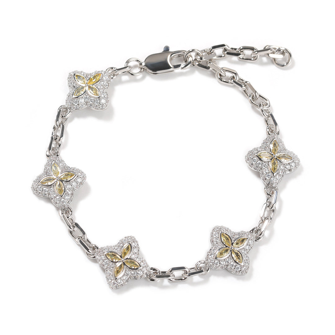Full-Pavé Lucky Four-Leaf Clover Bracelet Necklace