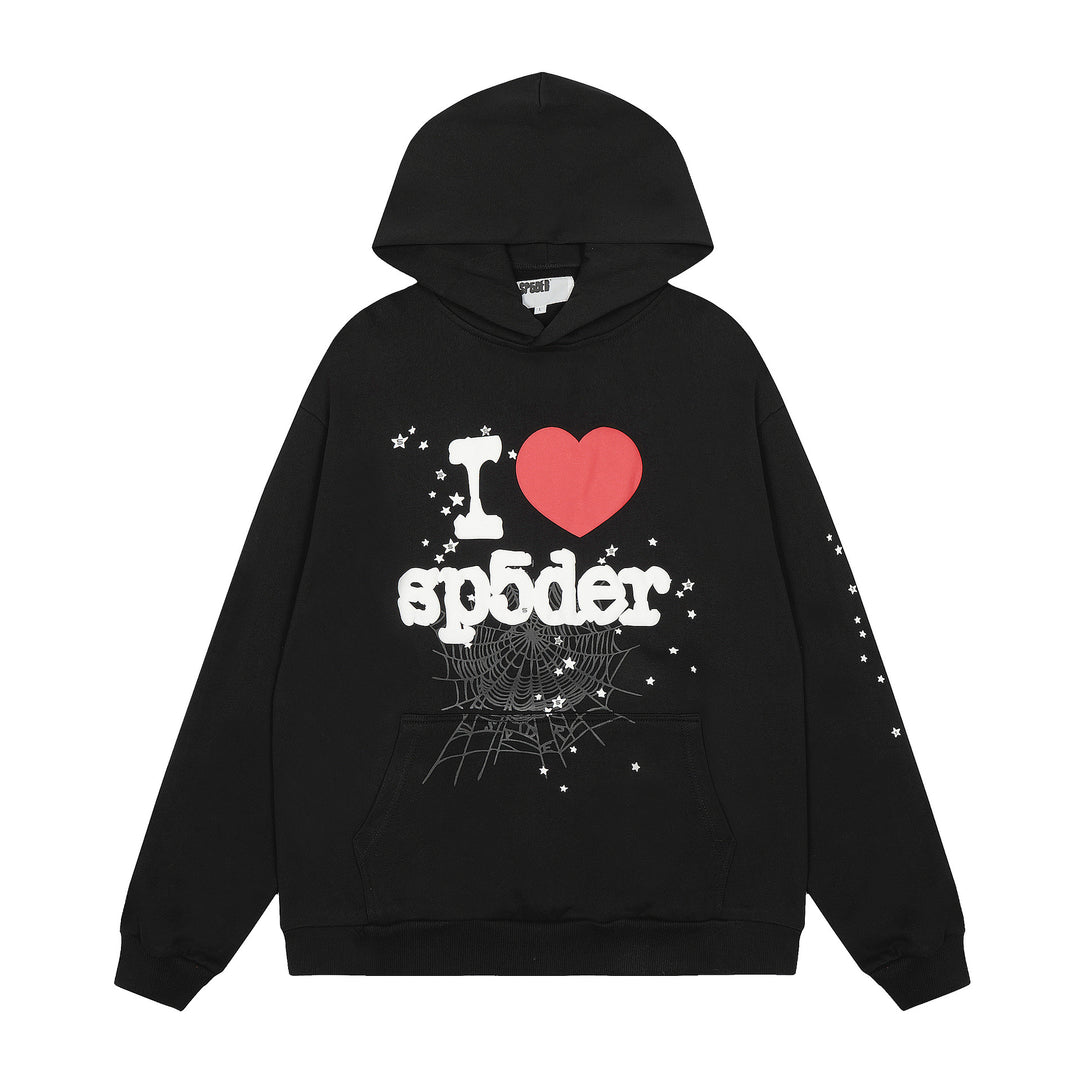 Sp5der 555555 star pattern hooded trousers and sweatshirt