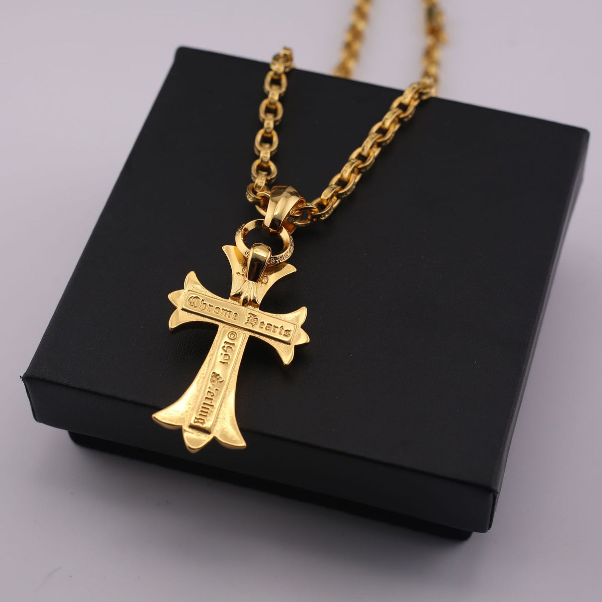 chrome hearts gold cross necklace