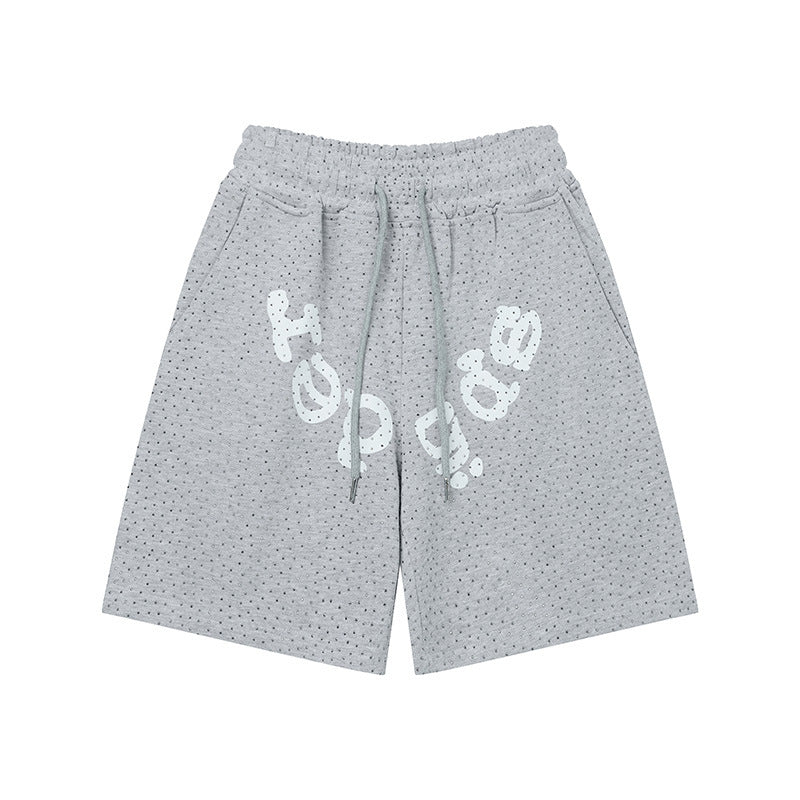Sp5de five-inch shorts with full-on rhinestone hot-fix design