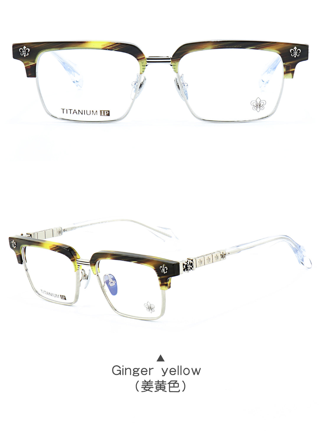 Chrome Hearts half-rimmed accordion temple glasses