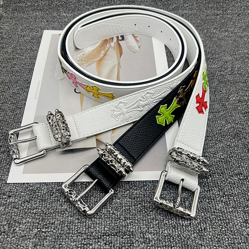 Chrome Hearts Leather pasted Roller type Hollow Vine Needle buckle Belt