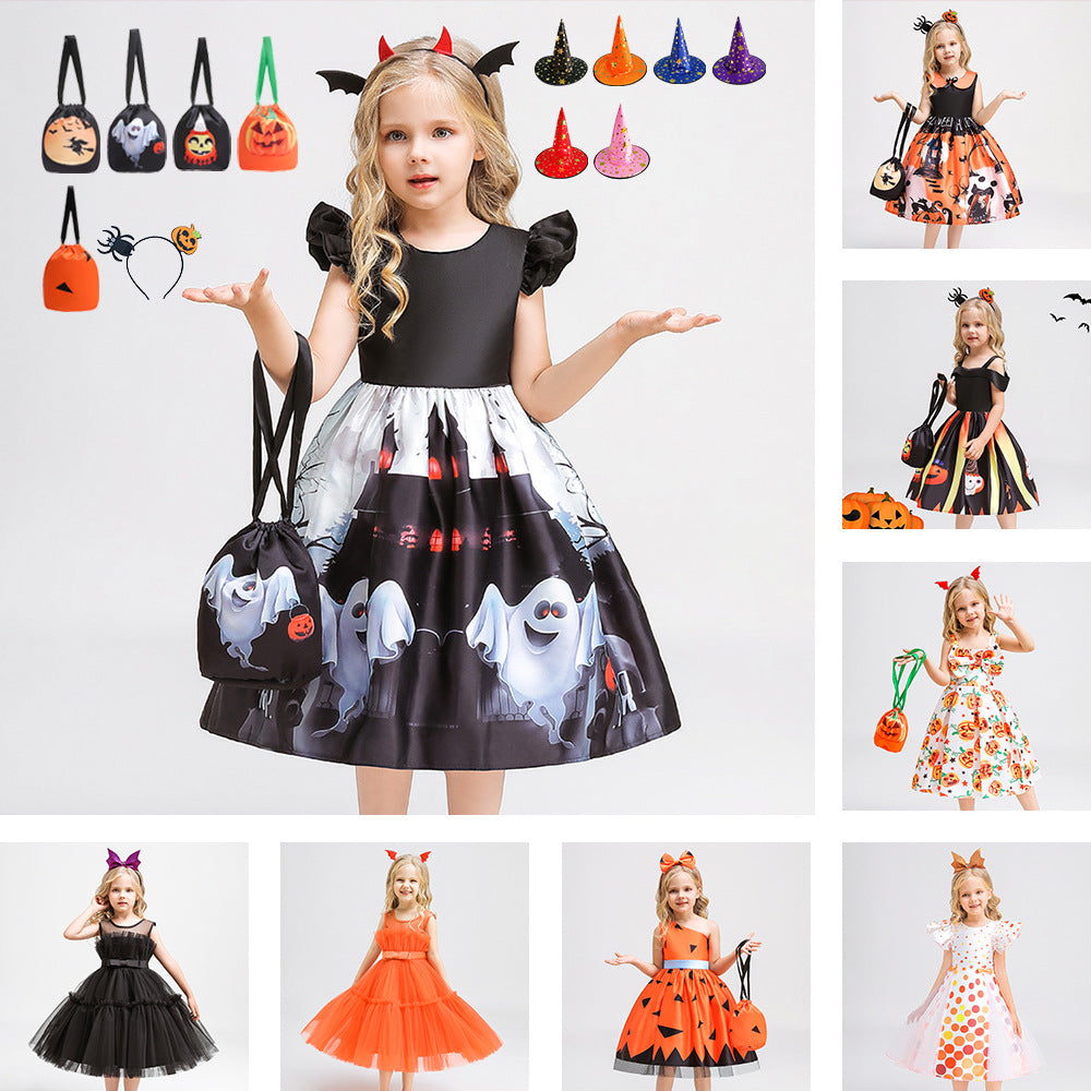 Halloween children's witch performance dress