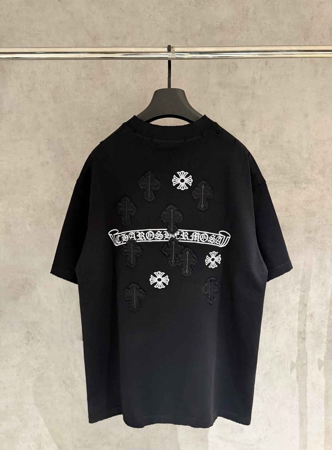 Chrome Hearts Embroidered Distressed Short-Sleeve T-Shirt