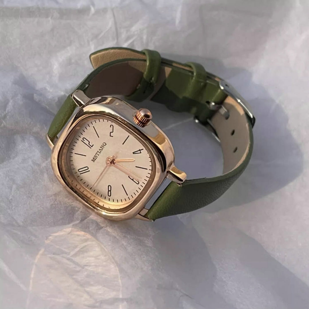 Square-shaped women's watch with a preppy style