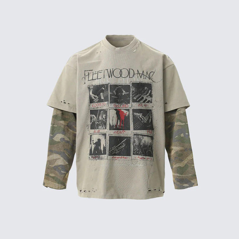 Loose-fitting, layered T-shirt base layer top