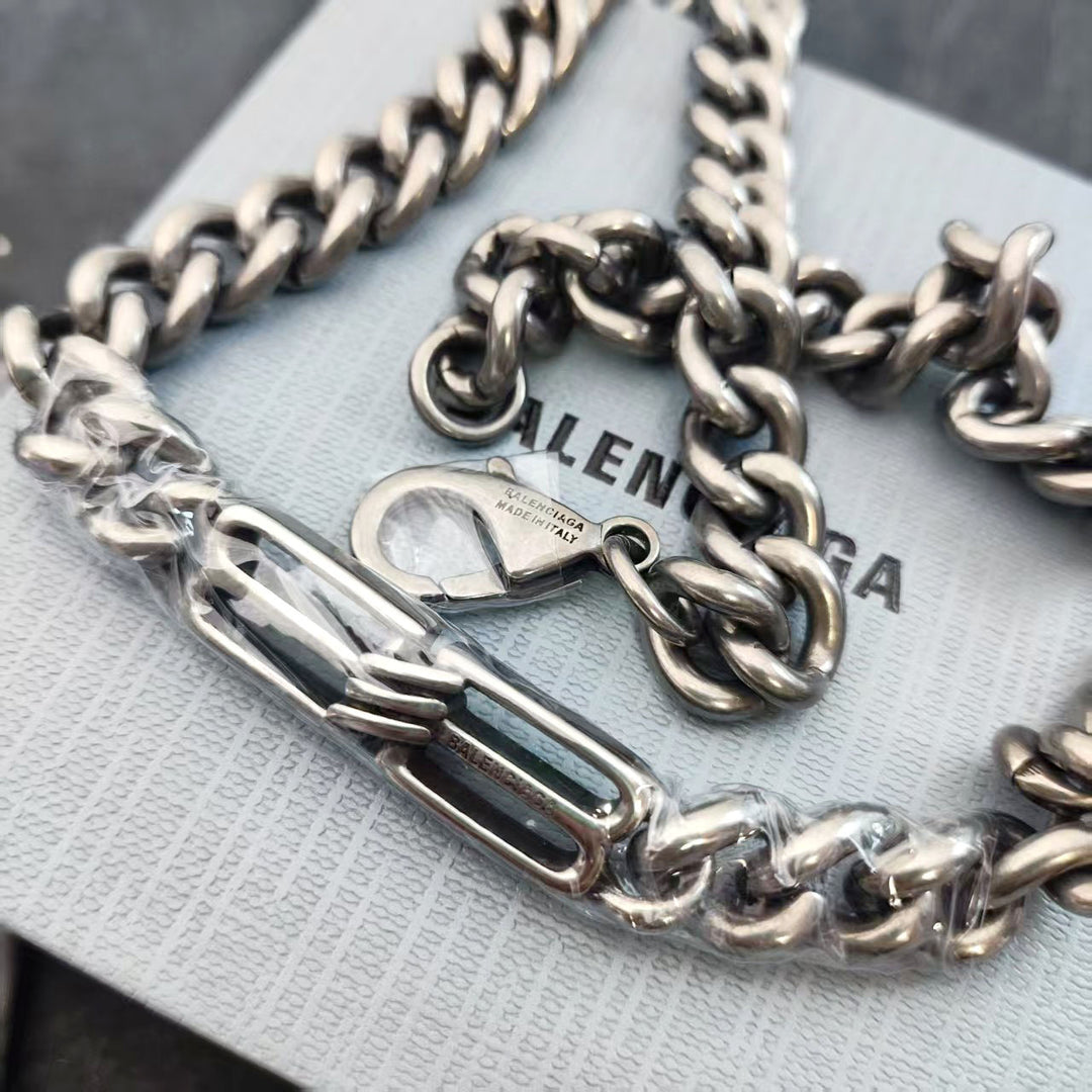 French Parisian-Style Distressed Tank Chain Necklace