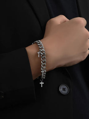 Cuban Titanium Steel Small Cross Bracelet