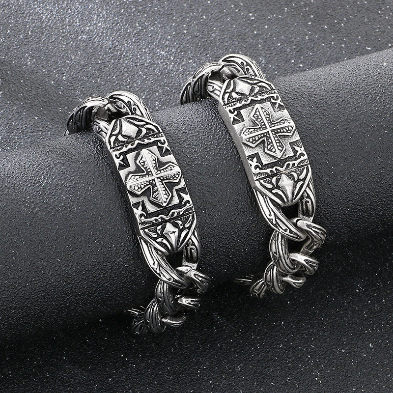 Titanium Steel Bracelet with Cross Pattern