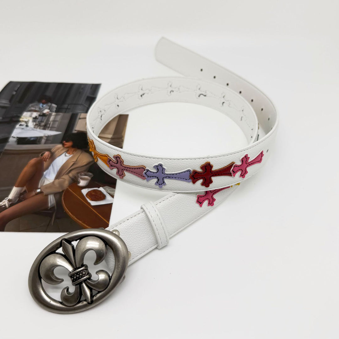 Chrome Hearts Cross-Motif Classic Leather Belt
