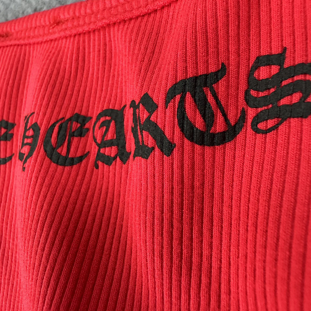 Chrome Hearts red T-shaped medieval cross print vest skirt