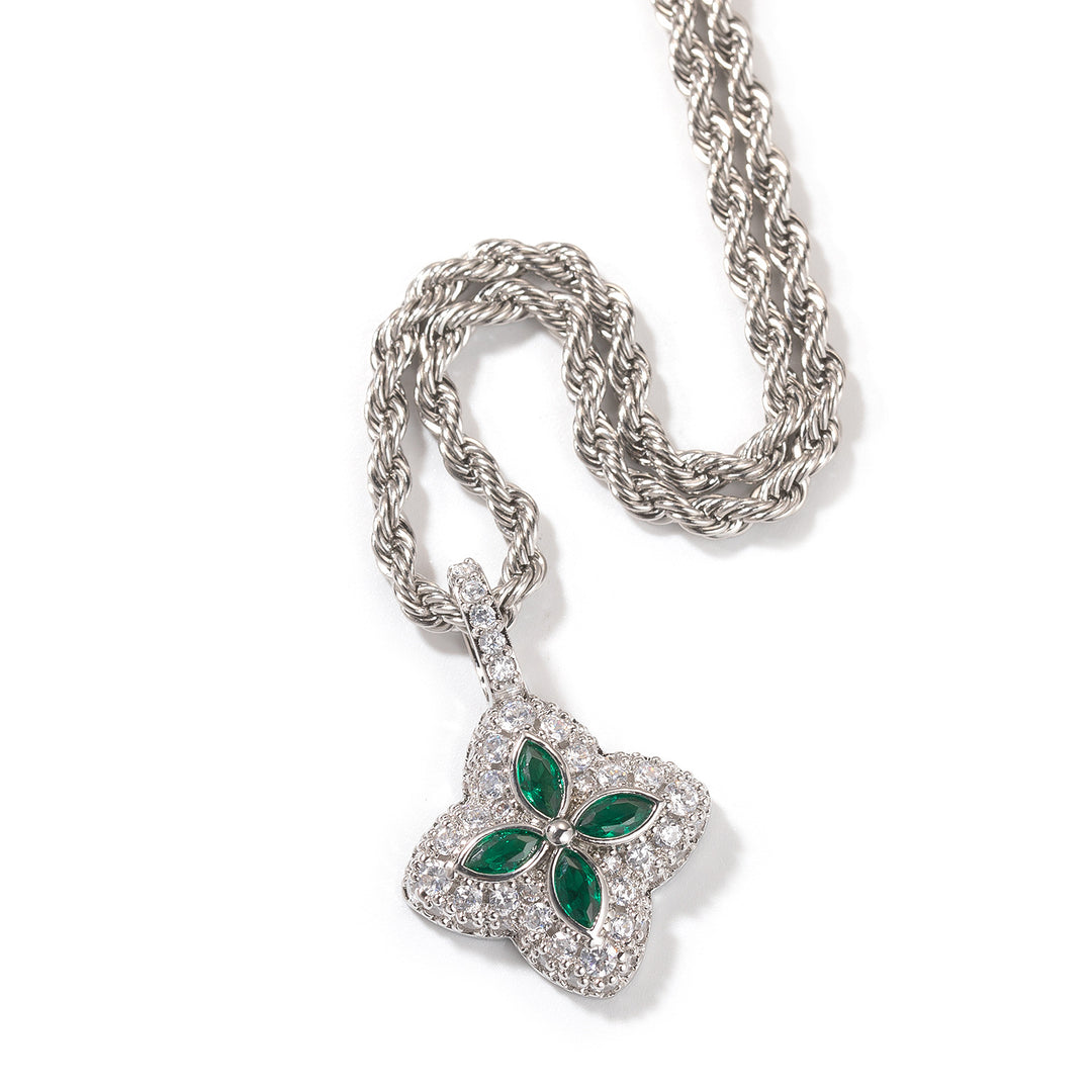 Cubic Zirconia Colorful Four-Leaf Clover Pendant