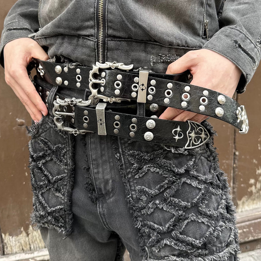 Chrome Hearts Studded Buckle Metal Hip Hop Belt