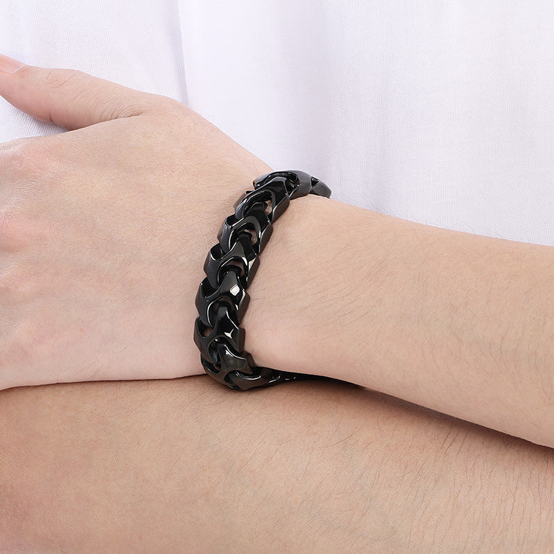 Bold punk dragon bone square snap buckle bracelet