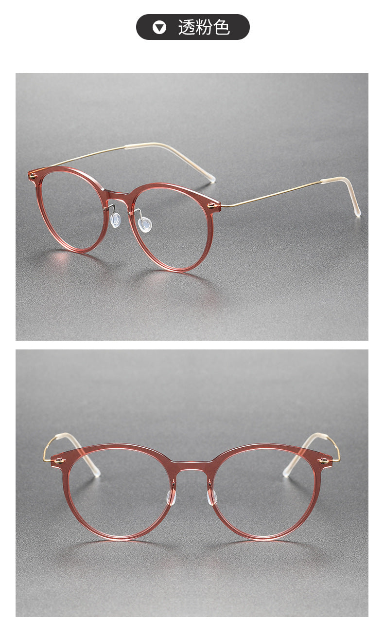 Black Round Eyeglasses Timeless Acetate & Gold Titanium Design