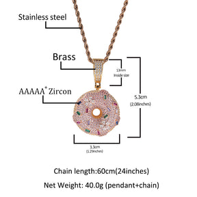 Hip Hop Colorful Zircon Donut Full Diamond Pendant