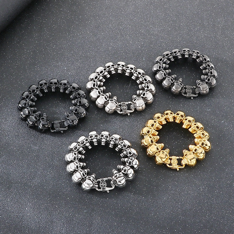 Hip-hop skull men's titanium steel bracelet