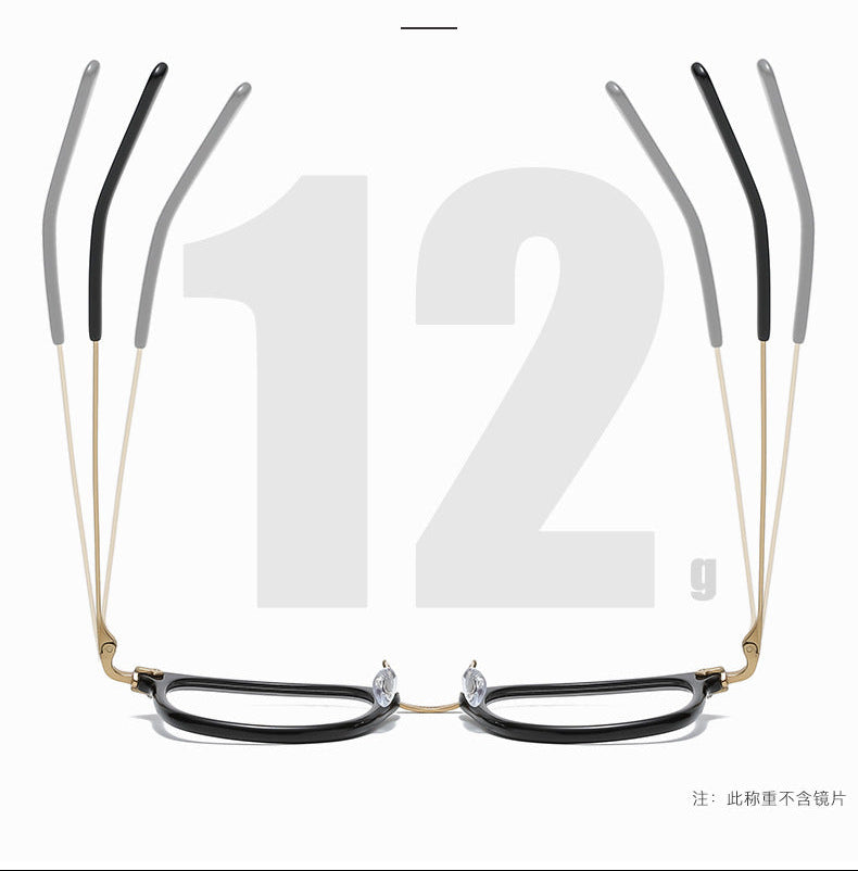 Square retro acetate titanium frame eyeglasses