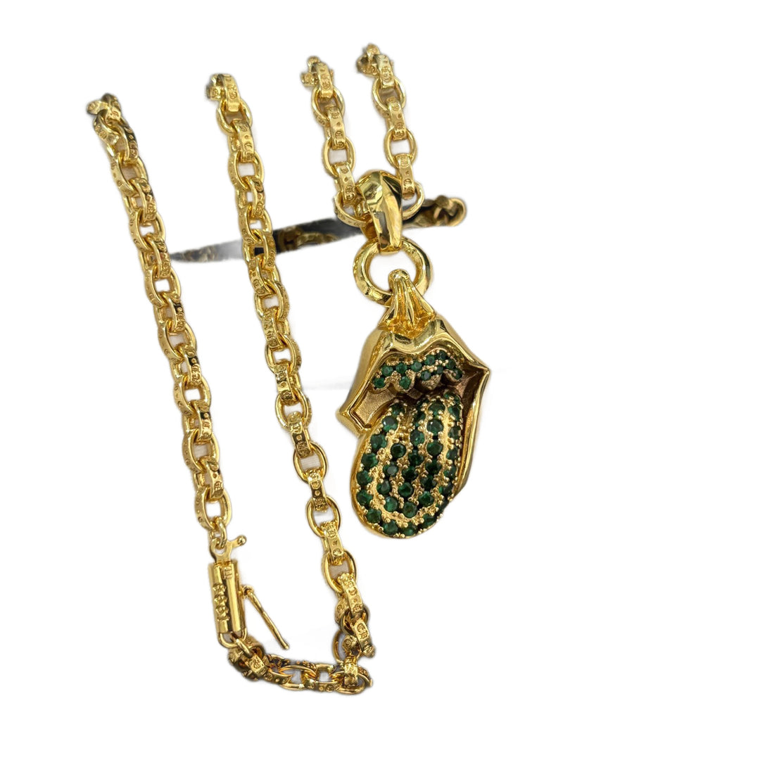 Chrome Hearts Golden Diamond Tongue Pendant