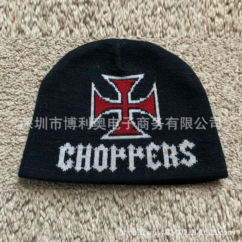 Choppers Cross-Pattern Outdoor Sports Warm Hip Hop Knit Hat