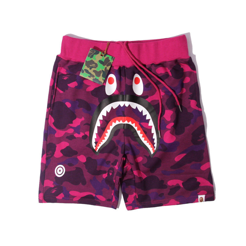 BAPE camouflage letter shark shorts five-point casual pants
