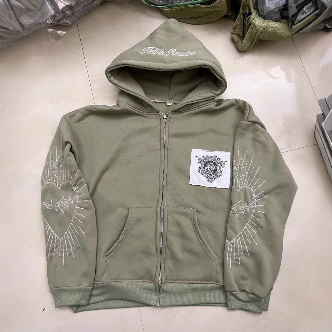 Y2K Heaven and Hell zip-up hoodie coat