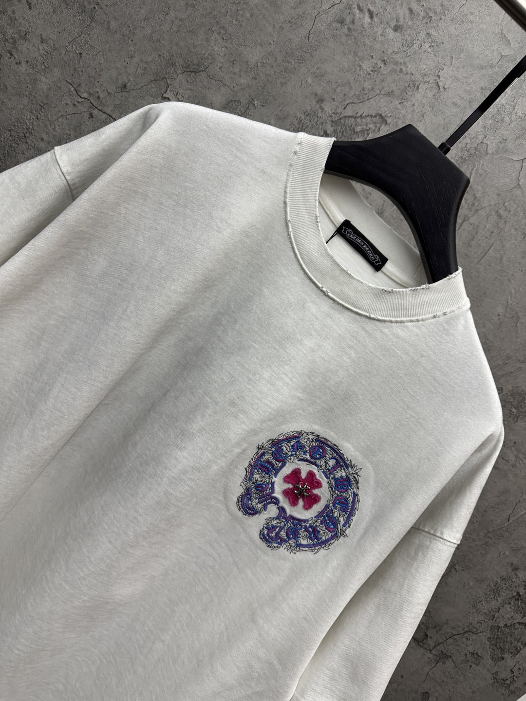 Chrome Hearts Washed Appliqué Embroidered Short-Sleeve T-Shirt
