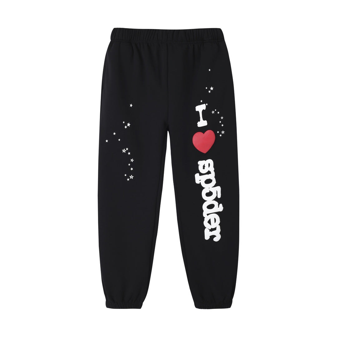Sp5der foam letter 555 hoodie Pink Casual pants
