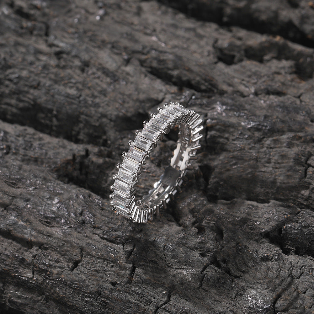 Cool and handsome men's hip-hop diamond-encrusted five-piece ring set