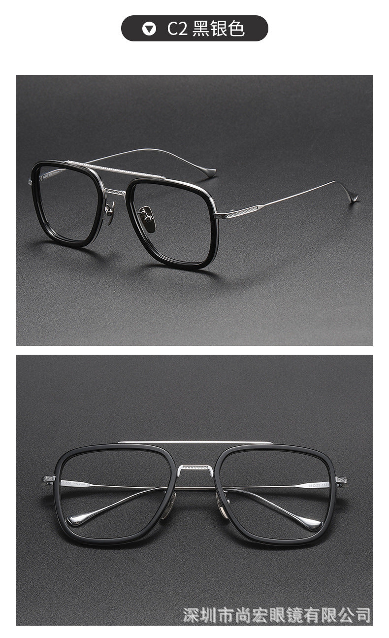 Iron Man Glasses Square Frame Double Bridge Large Frame