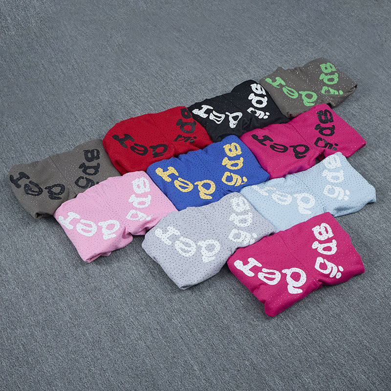 Sp5de five-inch shorts with full-on rhinestone hot-fix design