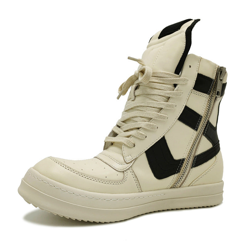 Thick-Sole, Height-Increasing, High-Top Genuine Leather Sports Boots